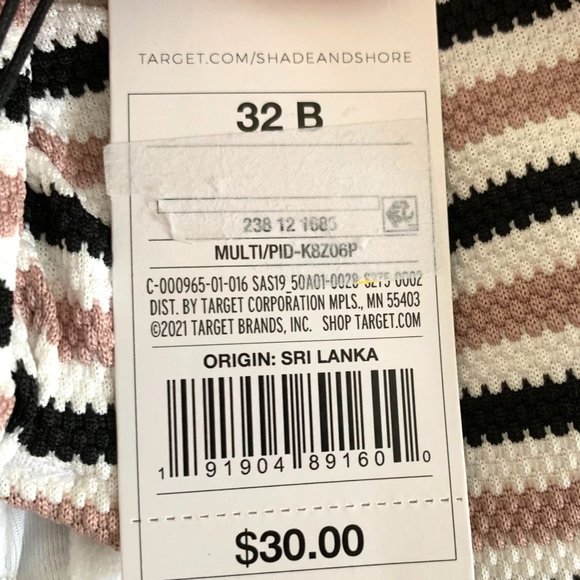 Shade & Shore Halter Striped Pique Light Lift String Bikini Top 32B 34B 36C 36DD - Picture 6 of 11